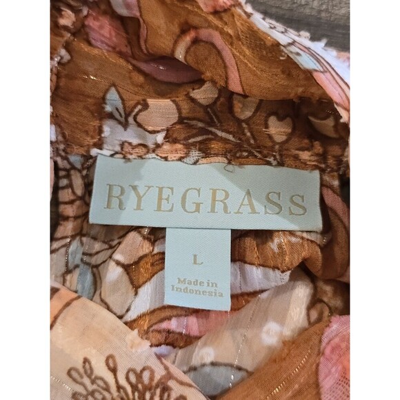 Ryegrass Long Sleeve Floral Modest Dress Womens Large Embroidered Shimmer - Picture 4 of 12